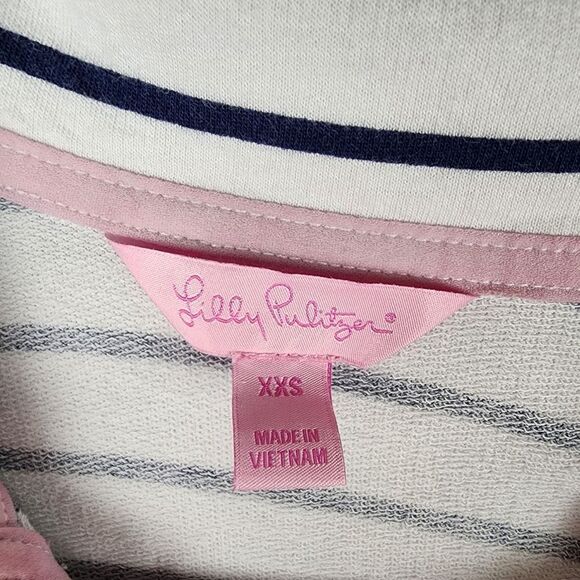 LILLY PULITZER WOMENS XXS STRIPED COLLARED POLO LONG SLEEVE SAILOR SHIRT TOP - Picture 4 of 6